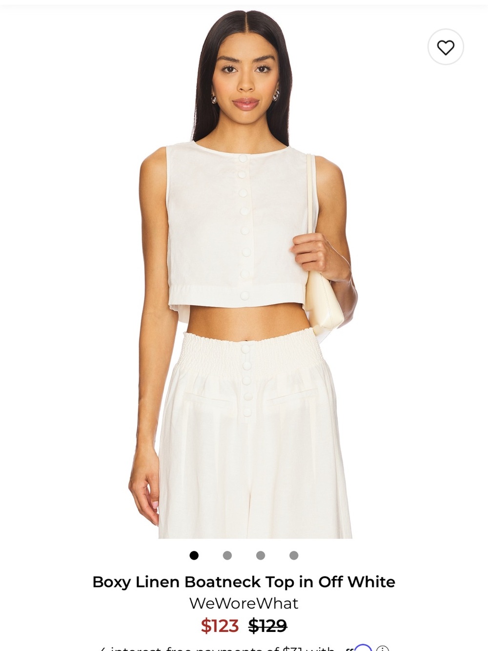 WeWoreWhat Boxy Linen Boatneck Top in Off White